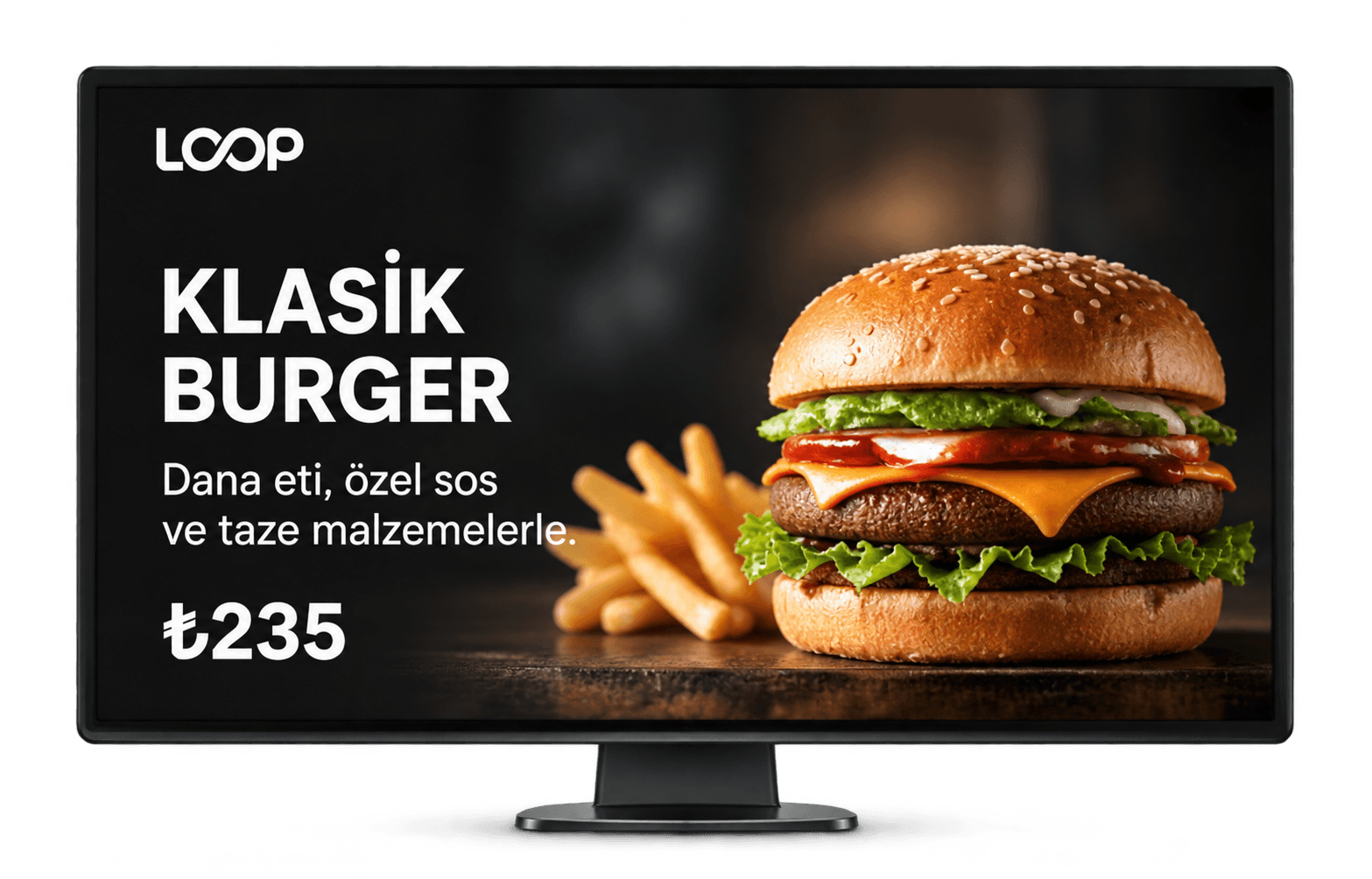 Burger kampanyası yayınlayan dijital ekran