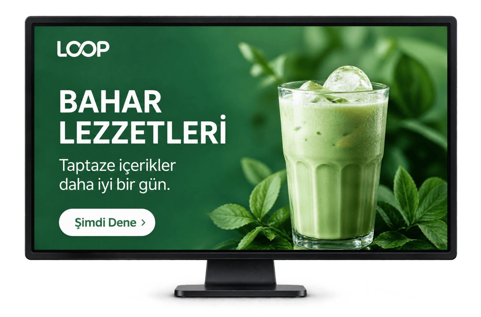 Bahar içeceği kampanyası yayınlayan dijital ekran