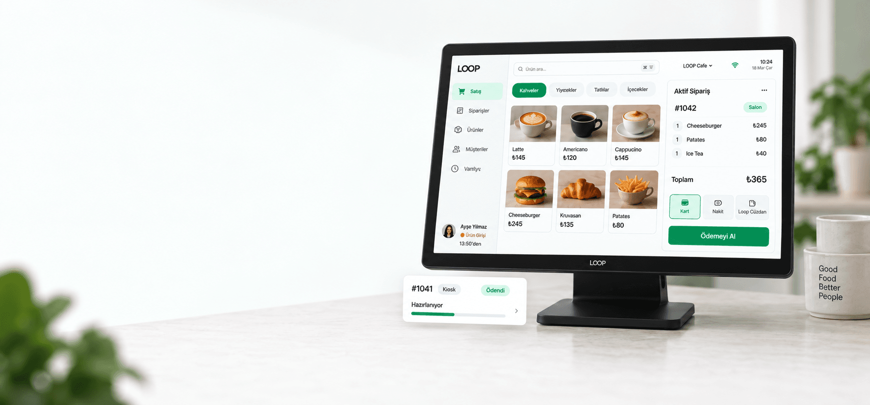 Franchise şubesinde satış ve ödeme akışını yöneten Loop POS ekranı