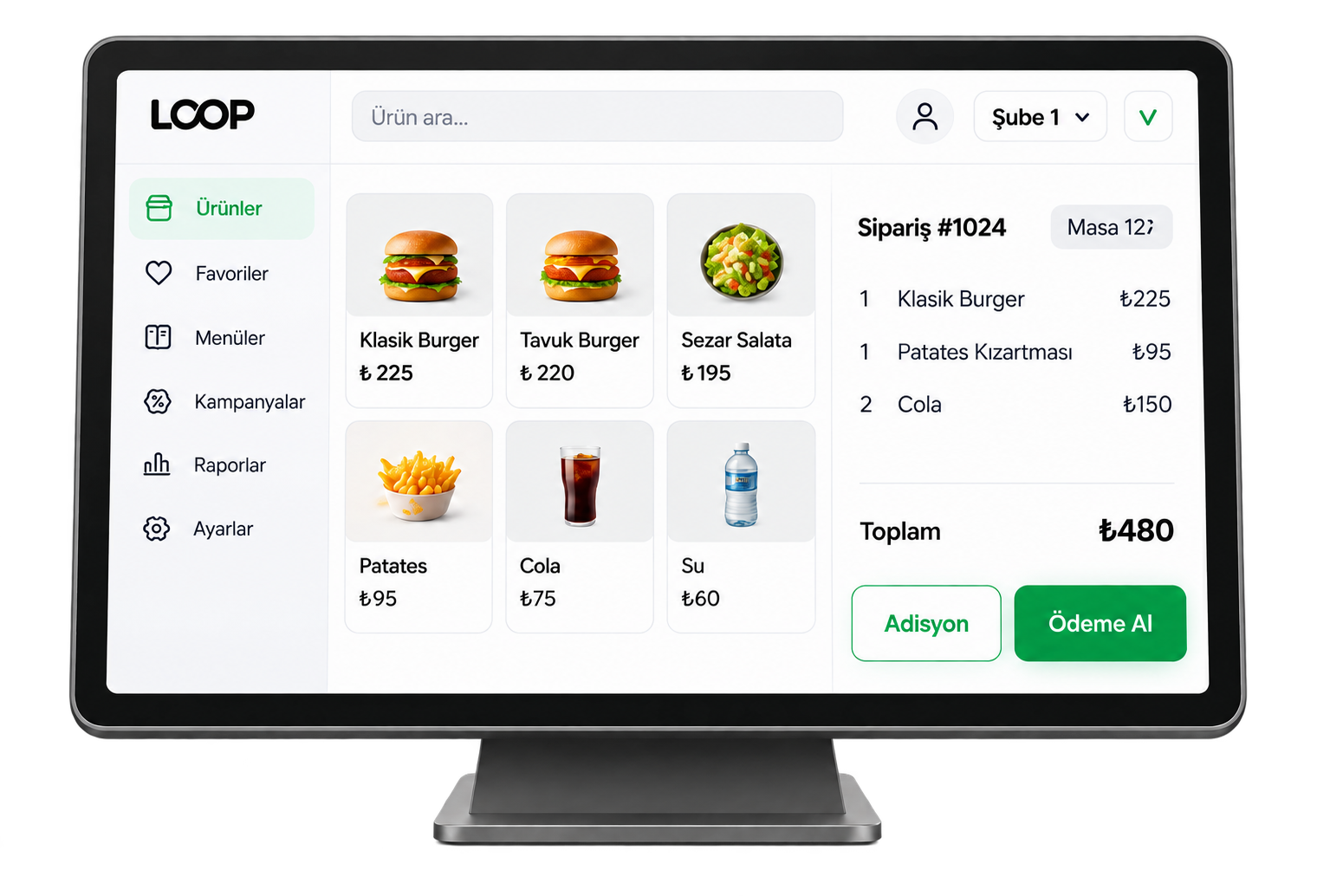 Loop POS ürün ekranı